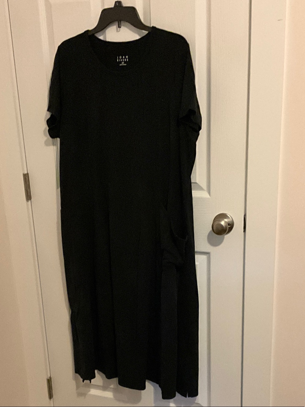 Joan Rivers Black Short-Sleeve Maxi Dress with Side Pocket